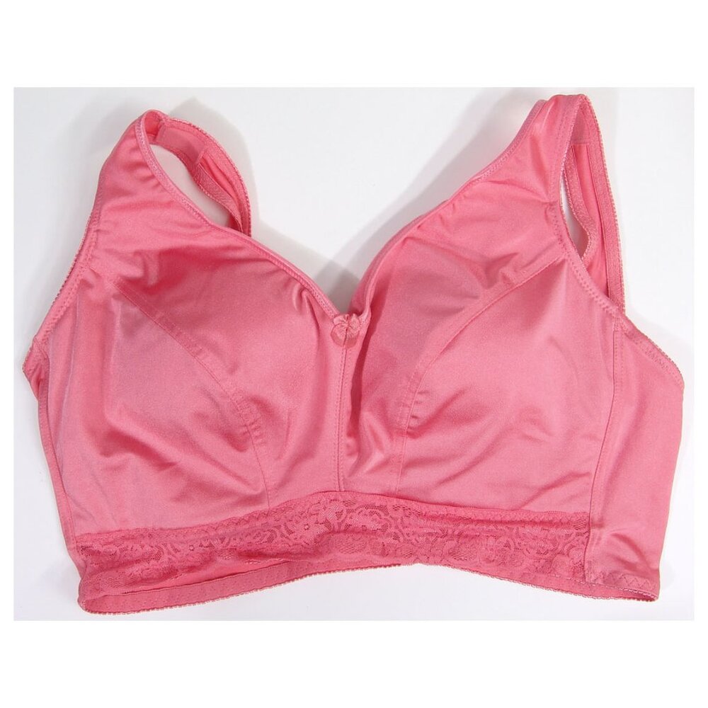 New Rhonda Shear 3X C Bra Wireless Pink Satin Pin-Up Style Light Padded Stretch